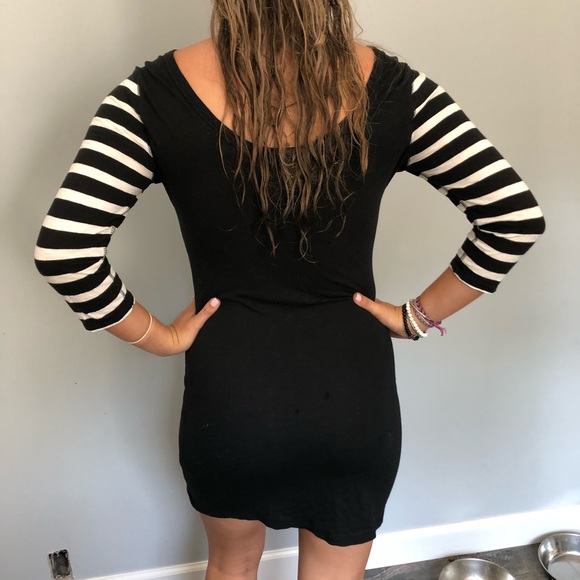 Express Black Dress with Stripped Arms - Picture 3 of 3